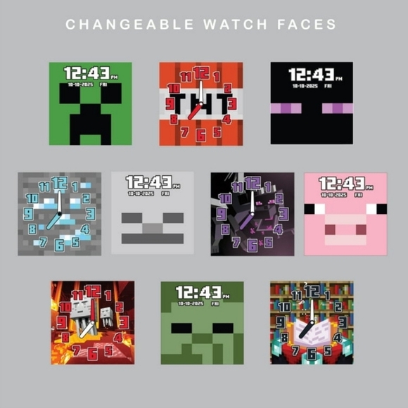 Minecraft Kids NIB Green Touch Screen Interactive Rechargeable Smart Watch 42mm - Picture 3 of 7